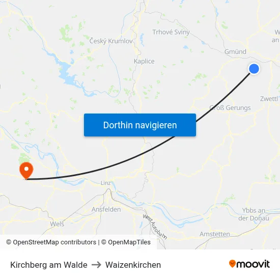 Kirchberg am Walde to Waizenkirchen map
