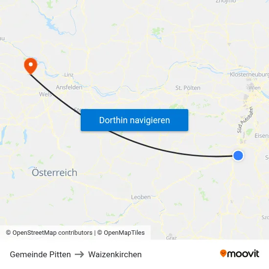 Gemeinde Pitten to Waizenkirchen map