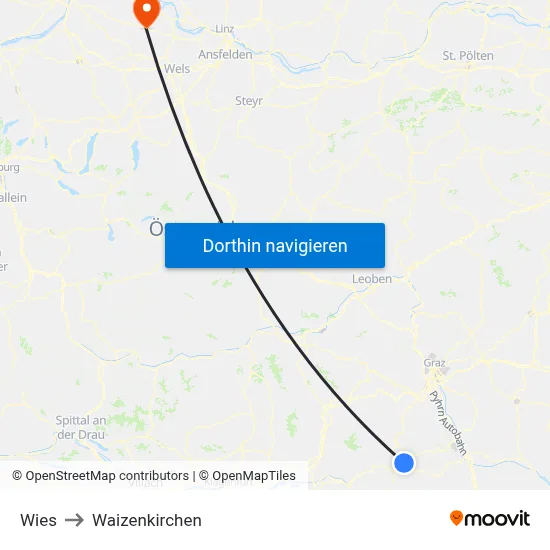 Wies to Waizenkirchen map