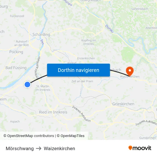 Mörschwang to Waizenkirchen map