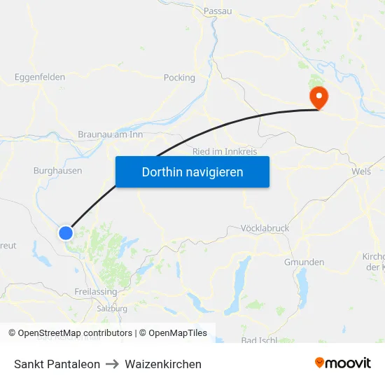 Sankt Pantaleon to Waizenkirchen map
