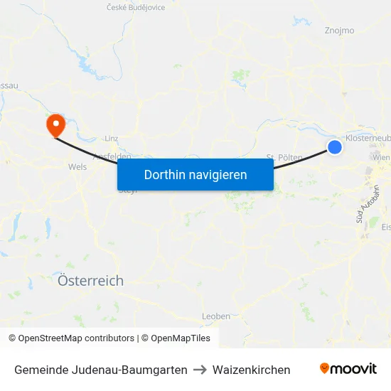 Gemeinde Judenau-Baumgarten to Waizenkirchen map
