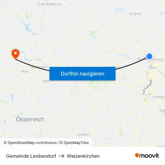 Gemeinde Leobendorf to Waizenkirchen map