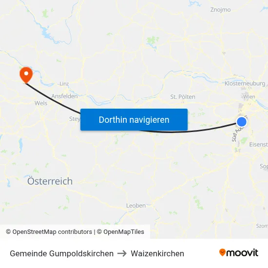Gemeinde Gumpoldskirchen to Waizenkirchen map