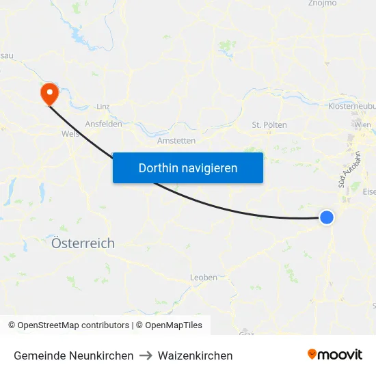 Gemeinde Neunkirchen to Waizenkirchen map