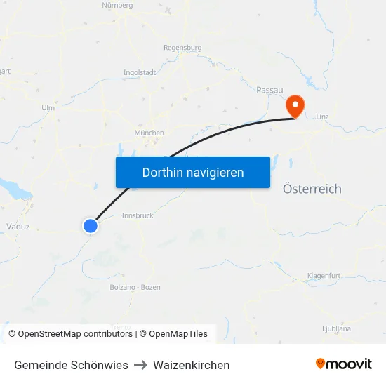 Gemeinde Schönwies to Waizenkirchen map