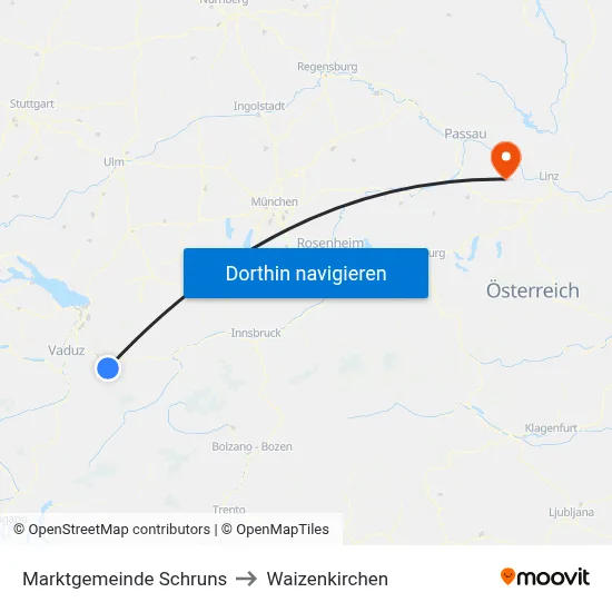 Marktgemeinde Schruns to Waizenkirchen map