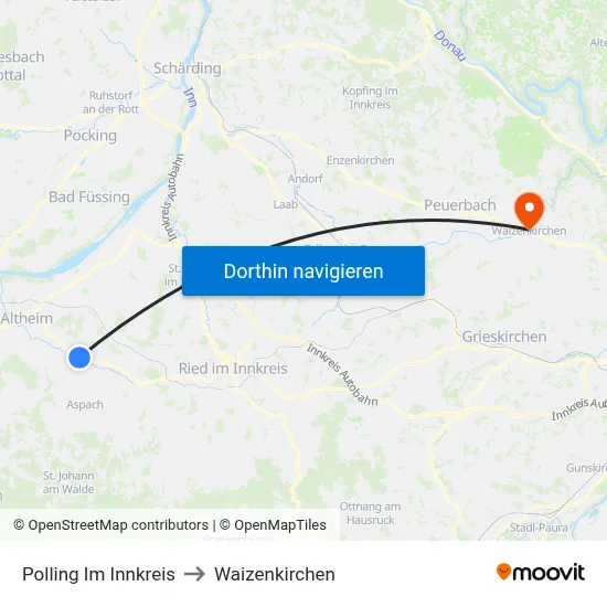Polling Im Innkreis to Waizenkirchen map