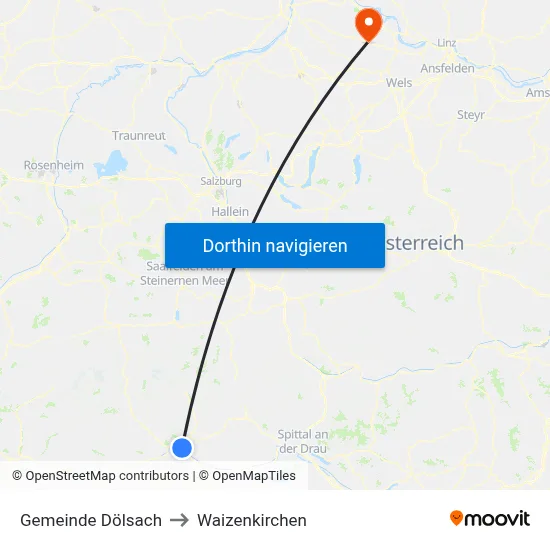 Gemeinde Dölsach to Waizenkirchen map