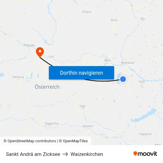 Sankt Andrä am Zicksee to Waizenkirchen map