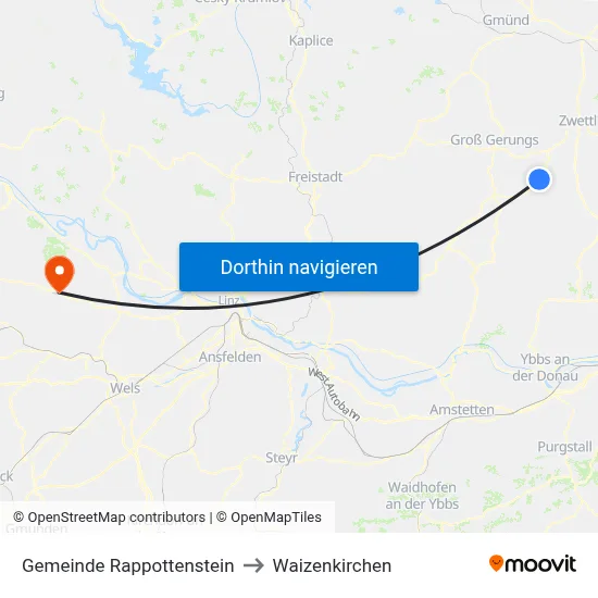 Gemeinde Rappottenstein to Waizenkirchen map