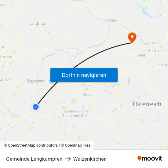 Gemeinde Langkampfen to Waizenkirchen map