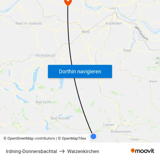 Irdning-Donnersbachtal to Waizenkirchen map