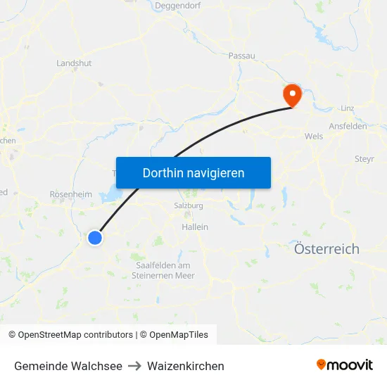 Gemeinde Walchsee to Waizenkirchen map