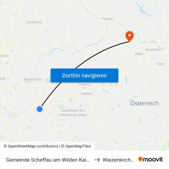 Gemeinde Scheffau am Wilden Kaiser to Waizenkirchen map