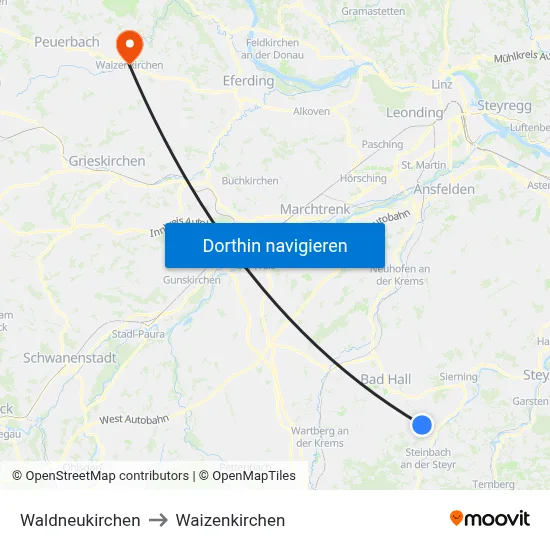 Waldneukirchen to Waizenkirchen map
