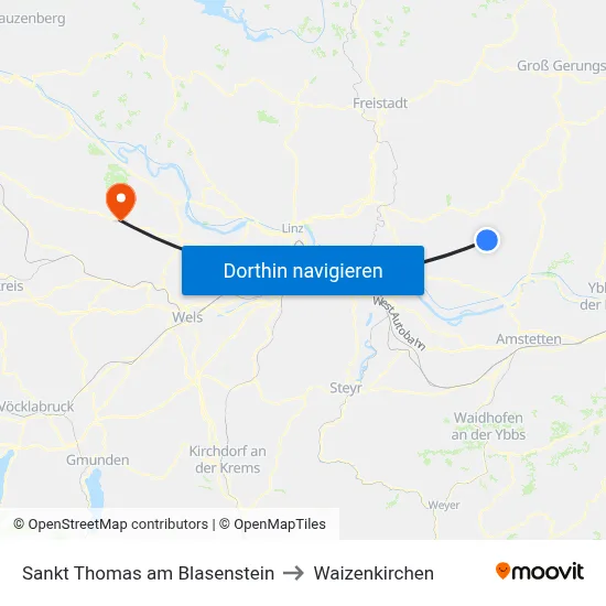 Sankt Thomas am Blasenstein to Waizenkirchen map