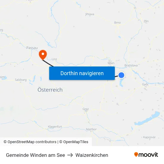 Gemeinde Winden am See to Waizenkirchen map