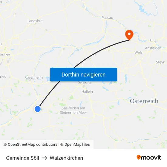 Gemeinde Söll to Waizenkirchen map