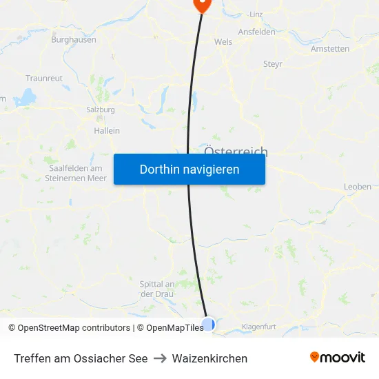 Treffen am Ossiacher See to Waizenkirchen map