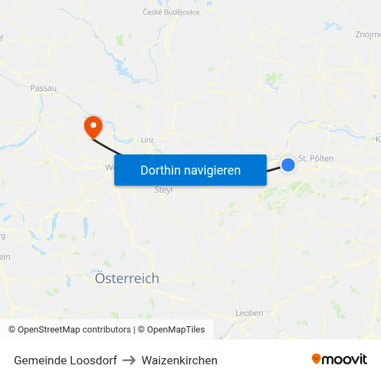 Gemeinde Loosdorf to Waizenkirchen map