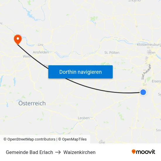 Gemeinde Bad Erlach to Waizenkirchen map