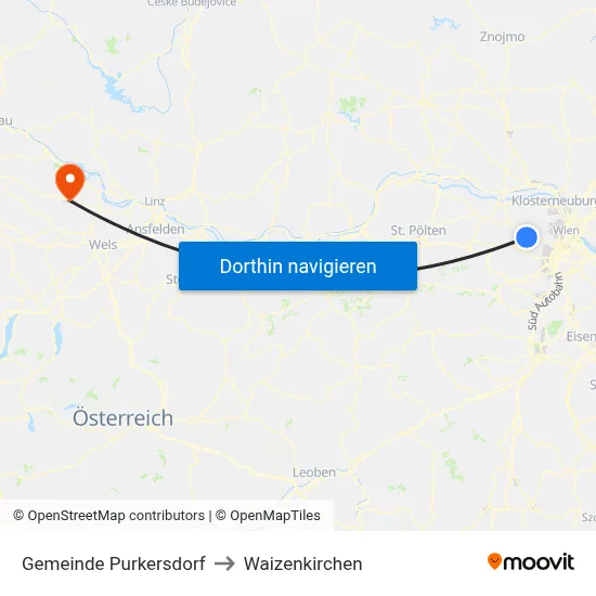 Gemeinde Purkersdorf to Waizenkirchen map