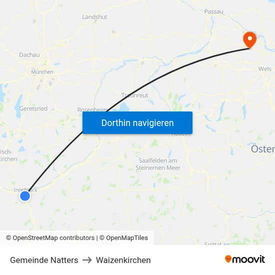 Gemeinde Natters to Waizenkirchen map