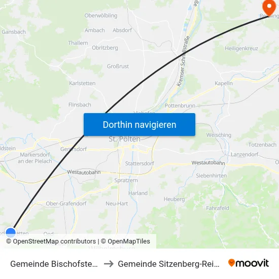 Gemeinde Bischofstetten to Gemeinde Sitzenberg-Reidling map