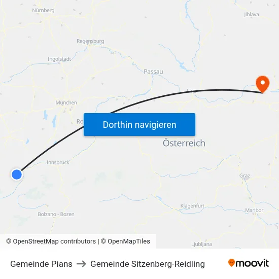 Gemeinde Pians to Gemeinde Sitzenberg-Reidling map