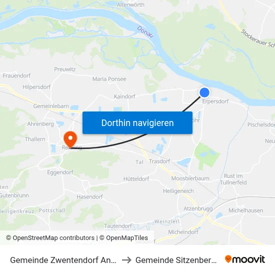 Gemeinde Zwentendorf An Der Donau to Gemeinde Sitzenberg-Reidling map
