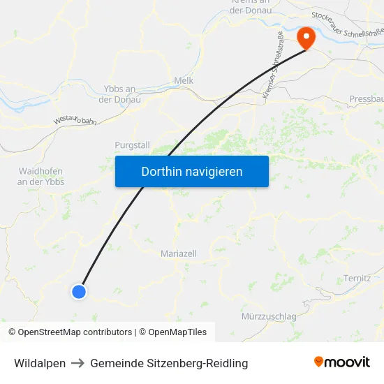 Wildalpen to Gemeinde Sitzenberg-Reidling map