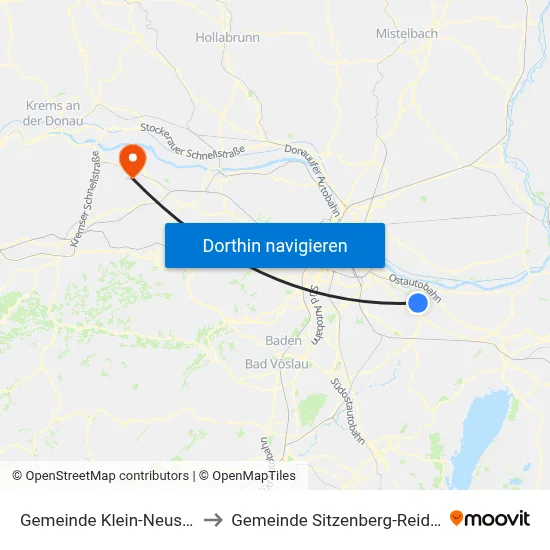 Gemeinde Klein-Neusiedl to Gemeinde Sitzenberg-Reidling map