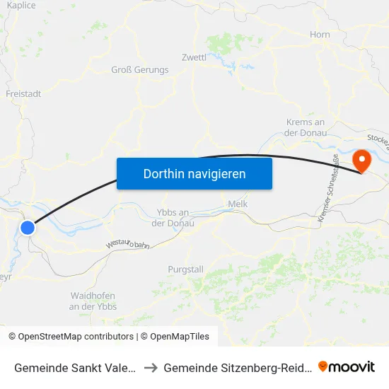 Gemeinde Sankt Valentin to Gemeinde Sitzenberg-Reidling map