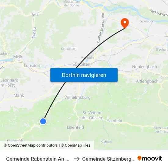 Gemeinde Rabenstein An Der Pielach to Gemeinde Sitzenberg-Reidling map