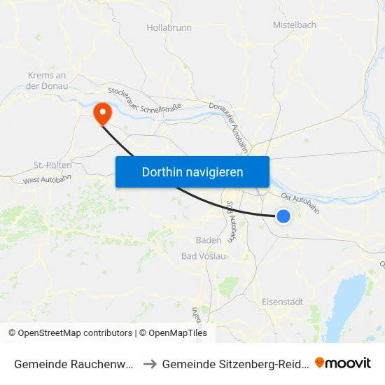 Gemeinde Rauchenwarth to Gemeinde Sitzenberg-Reidling map