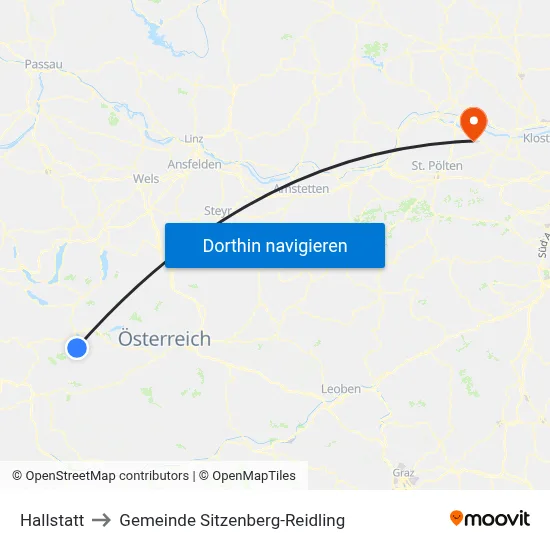 Hallstatt to Gemeinde Sitzenberg-Reidling map