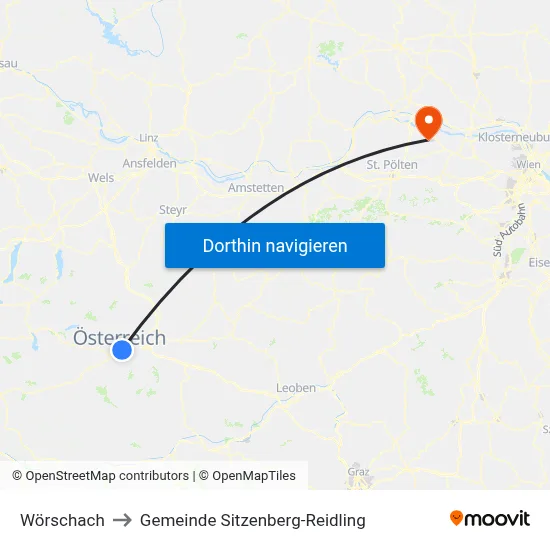 Wörschach to Gemeinde Sitzenberg-Reidling map