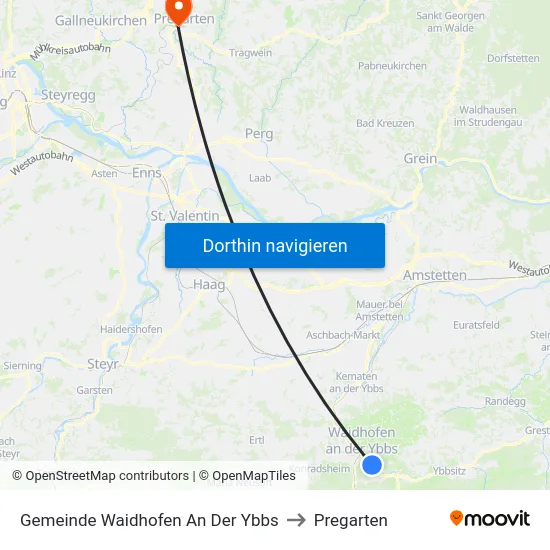 Gemeinde Waidhofen An Der Ybbs to Pregarten map