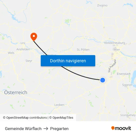 Gemeinde Würflach to Pregarten map