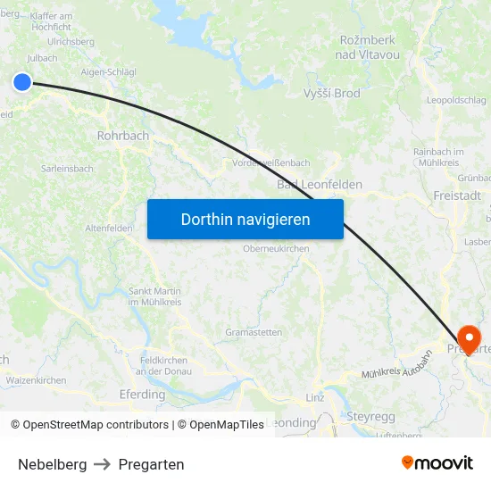 Nebelberg to Pregarten map