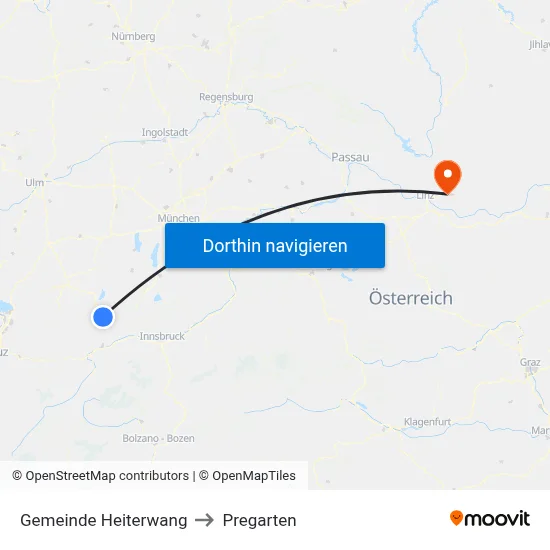 Gemeinde Heiterwang to Pregarten map