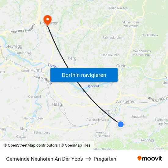 Gemeinde Neuhofen An Der Ybbs to Pregarten map