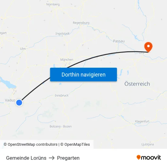 Gemeinde Lorüns to Pregarten map