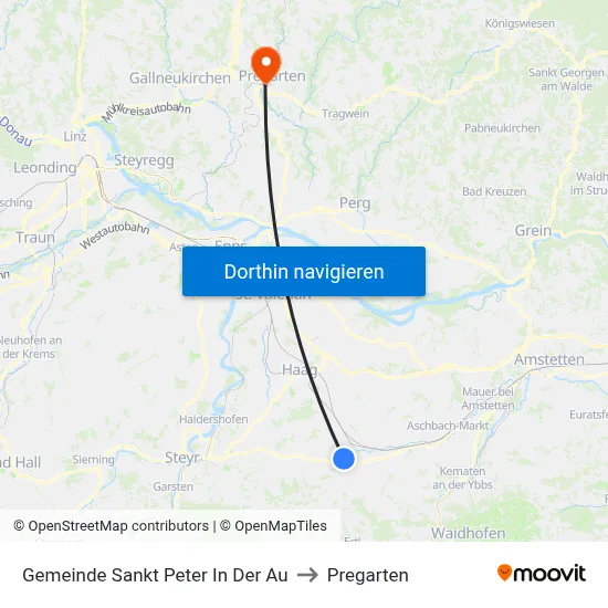 Gemeinde Sankt Peter In Der Au to Pregarten map