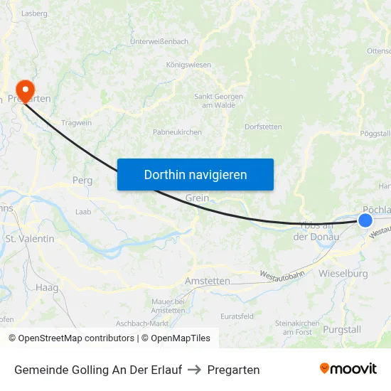 Gemeinde Golling An Der Erlauf to Pregarten map