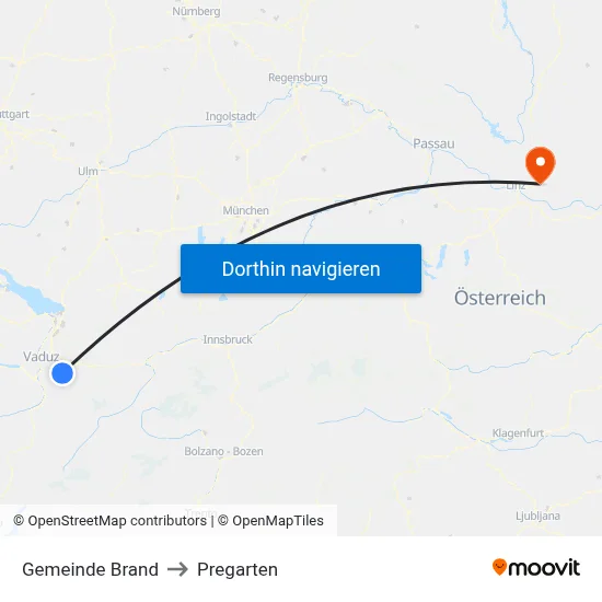 Gemeinde Brand to Pregarten map