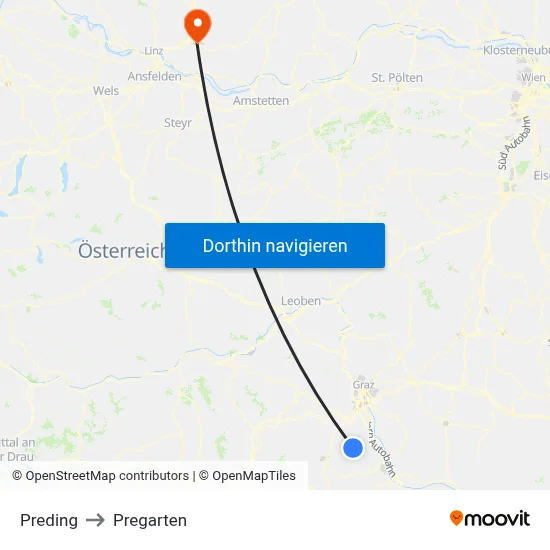 Preding to Pregarten map