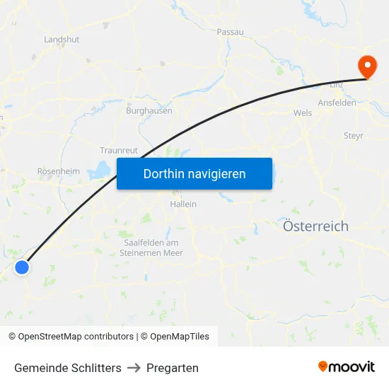Gemeinde Schlitters to Pregarten map