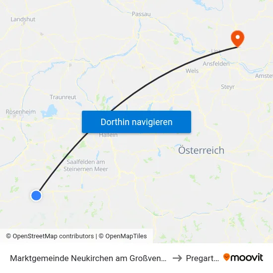 Marktgemeinde Neukirchen am Großvenediger to Pregarten map